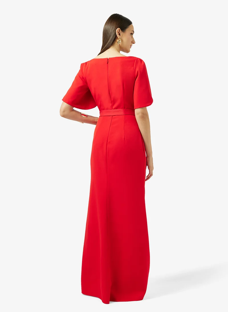 Namshi x Contrast Toned Dress With Cap Slit Sleeves